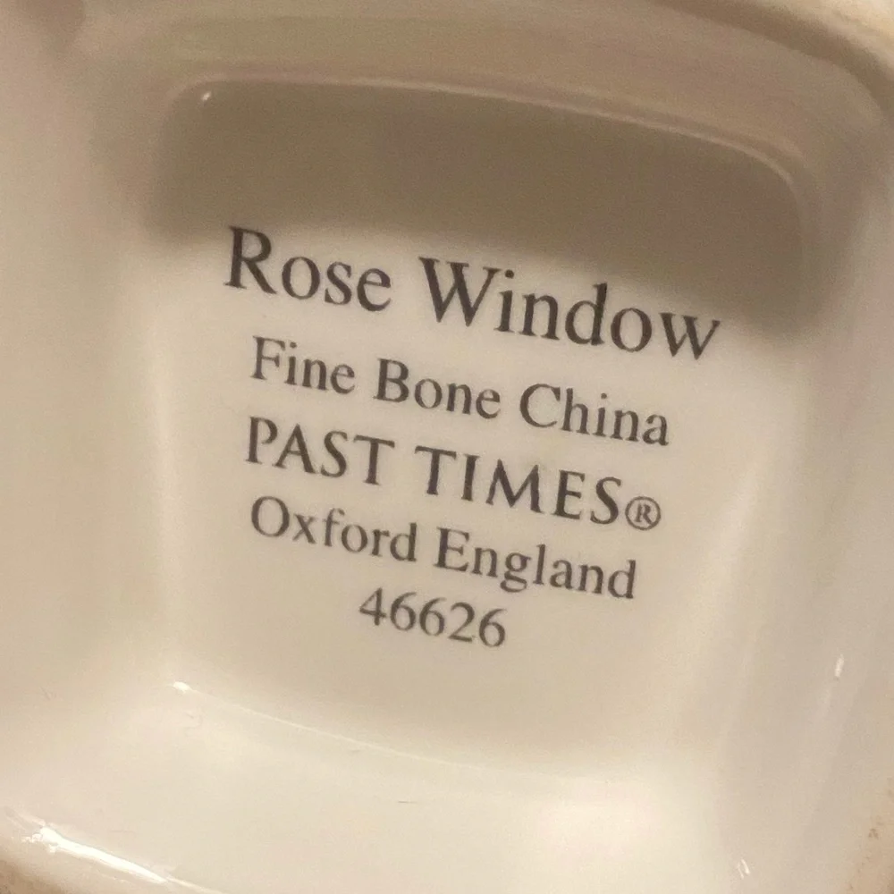 Past Times Rose Window Fine Bone China Mug Set | Oxford England | Stained Glass